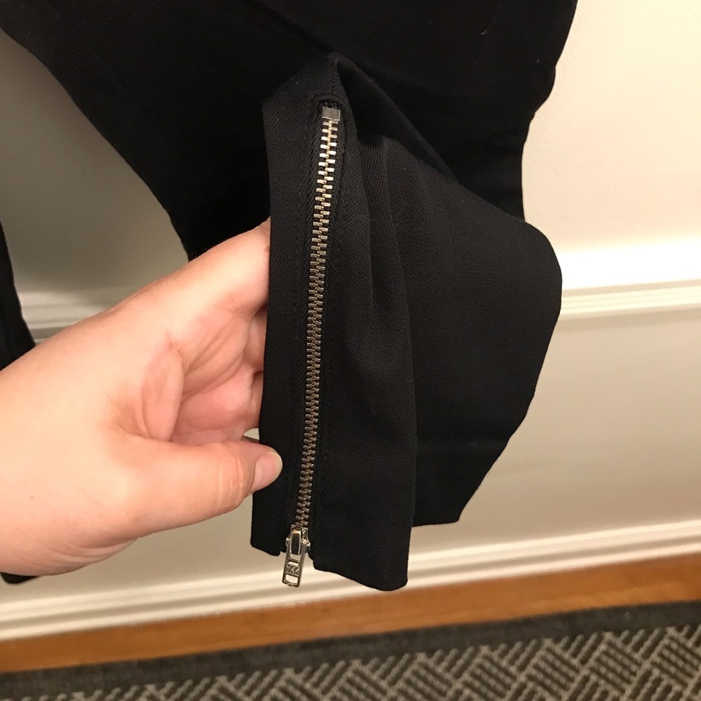 & Other Stories Skinny Black Pants 10 ankle zippers slim cotton - Picture 5 of 9